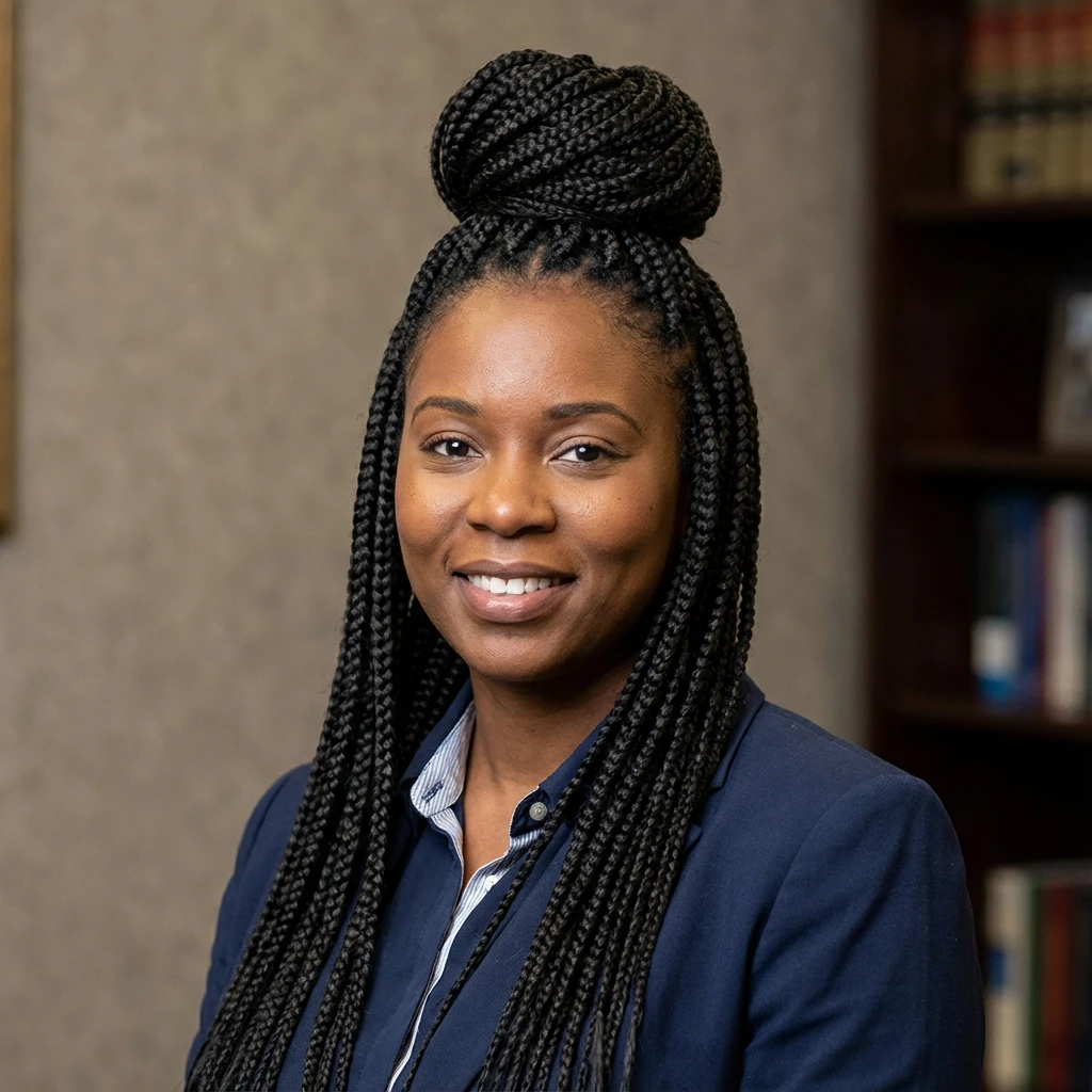 Box braids updo style - African hair braiding near Raleigh NC
