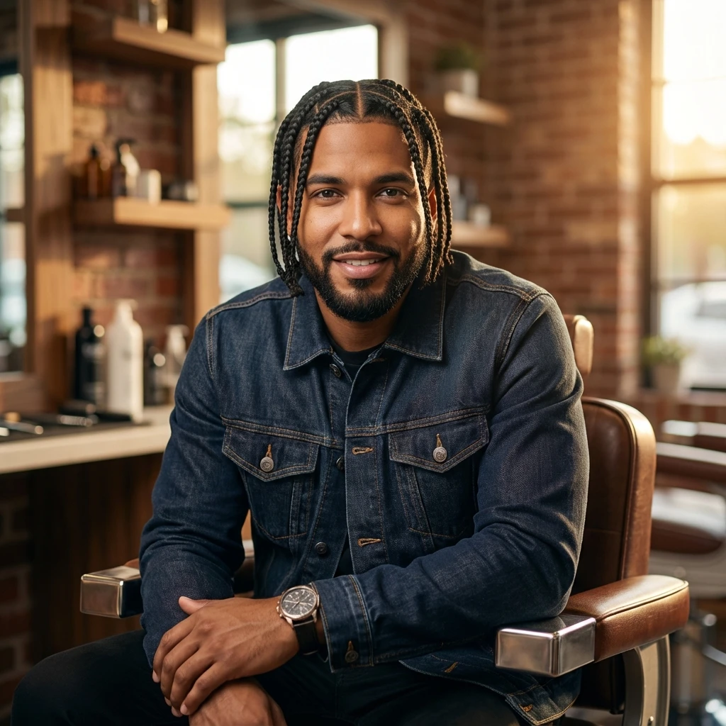 Mens box braids style - professional male braiding Holly Springs