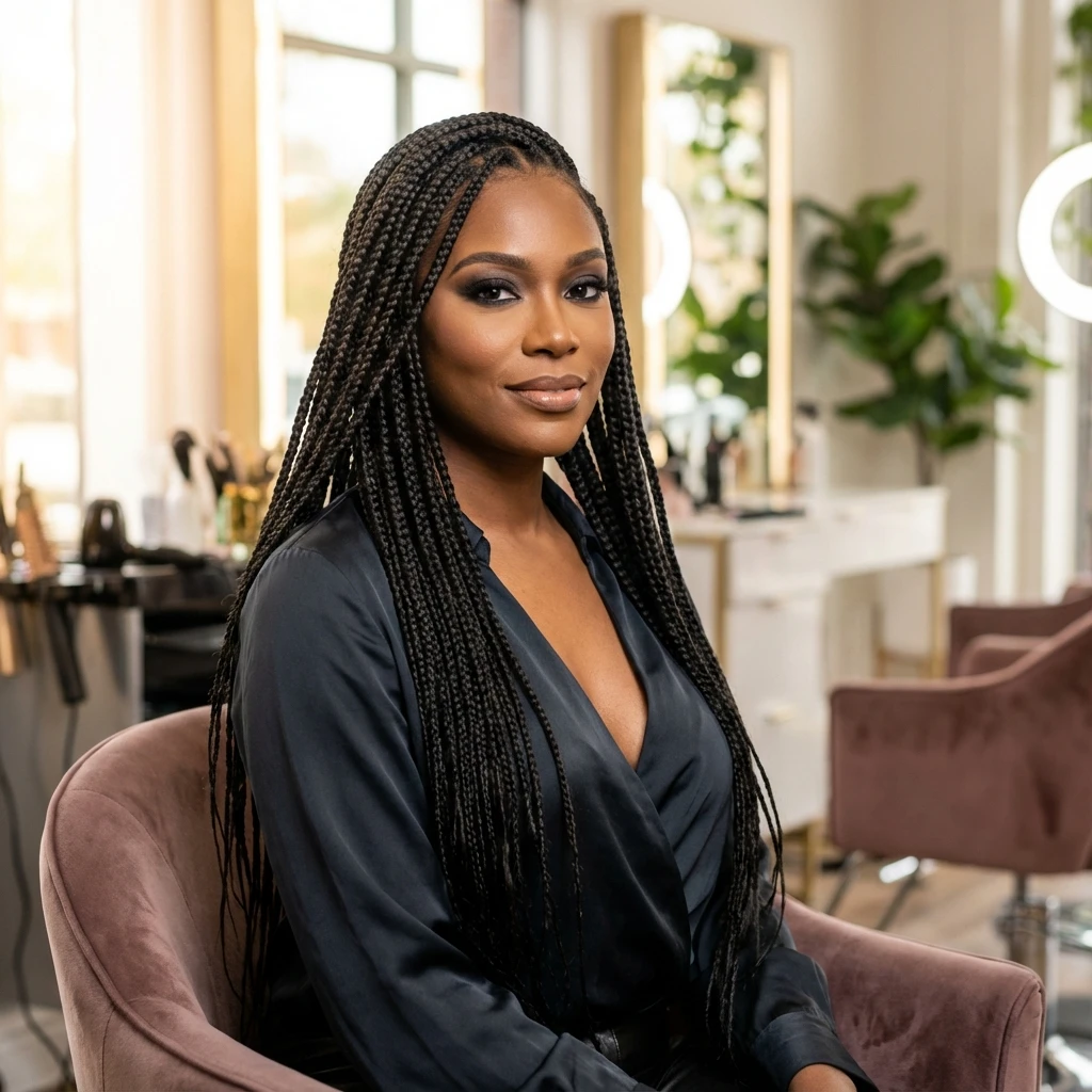 Glamorous knotless braids style - premium African braiding Holly Springs